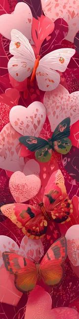 Free butterfly bookmarks of a butterfly with red theme